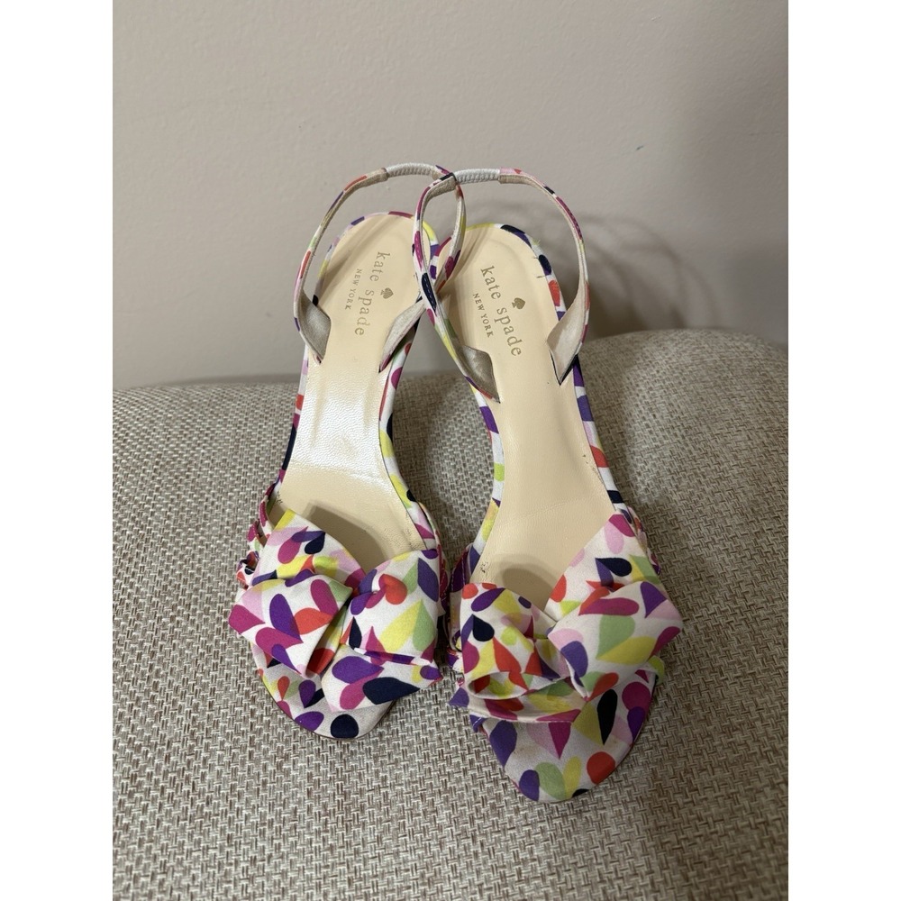 Rare Kate Spade Lourdes Multicolor Heart Heels Strappy Stiletto Size 7 - Picture 2 of 14
